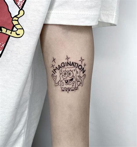 minimalist spongebob tattoo